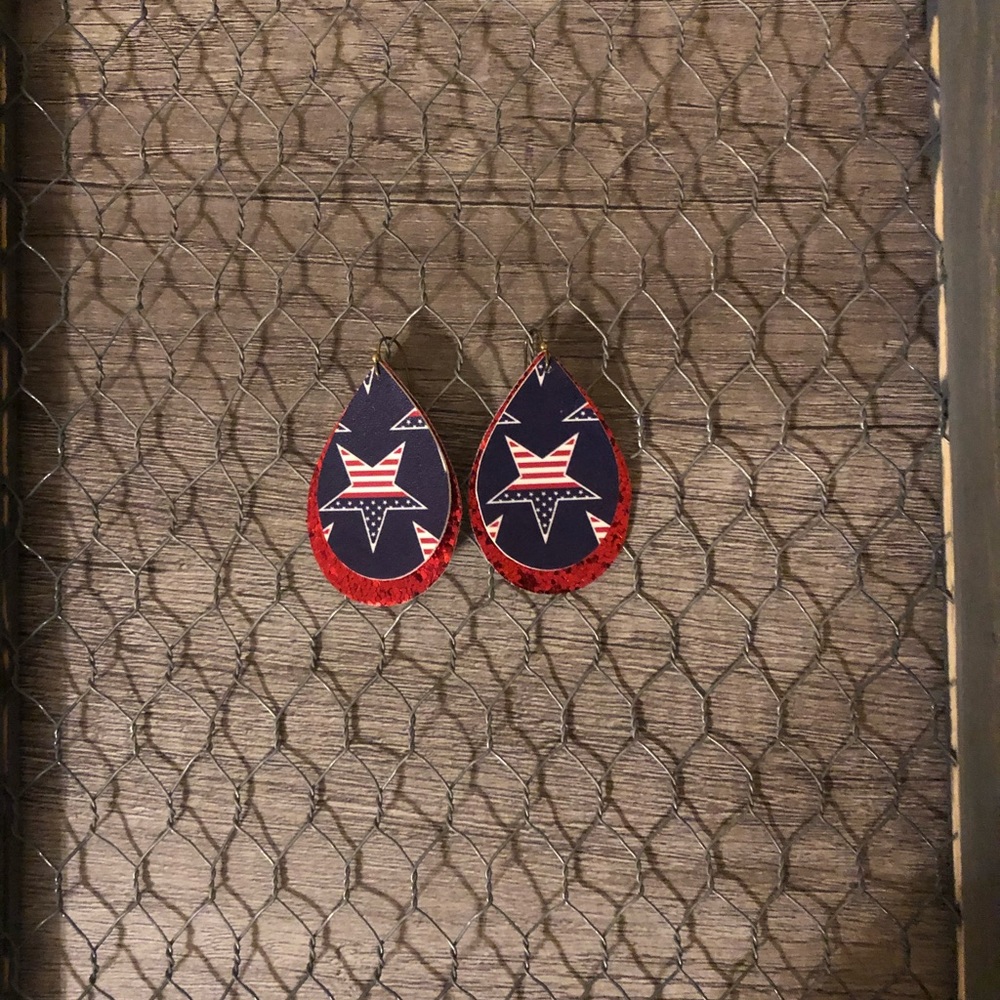 4th of July faux leather earrings